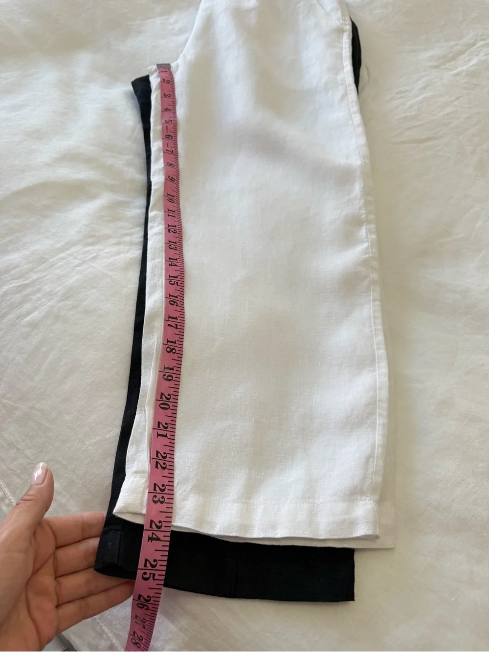 Quince | Women’s Small | Lot Of 2 White Black Linen Tapered Leg Ankle Pants